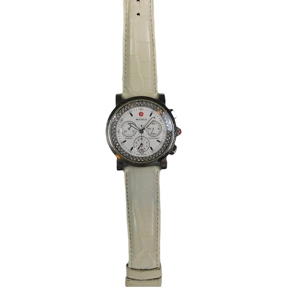 Michele Sport sail with Diamonds includes Adjustable Cream Alligator Band - Picture 8 of 11